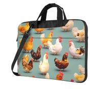 Pollo sveglio che cammina la stampa conveniente del computer portatile insacca stile elegante e protettivo della borsa del computer, Nero , 15.6 inch