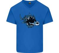 Pollution Grande Squalo Bianco Climate Change Uomo Scollo A V Cotone T-Shirt