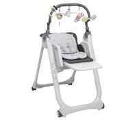 Polly Magic Relax Seggiolone Pappa per 0 Mesi - 3 Anni (15 kg), Regolabile con 4 Ruote, Reclinabile a Sdraietta, Chiusura Compatta, Barra Gioco e Cuscino Riduttore, Grigio