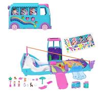 Polly Pocket - Avventura su Ruote per Cuccioli, playset camper trasformabile con 2 mini bambole e 21 accessori inclusi tra cui amici cuccioli e veicolo, giocattolo per bambini, 4+ anni, JCC22
