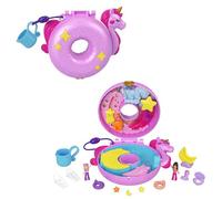 Polly Pocket - Avventura sull'Isola dei Cristalli, Cofanetto Unicorno con 2 micro bambole incluse, gioco d'acqua, 12 accessori di cui 2 cambia colore, giocattolo per bambini, 4+ anni, HKV34