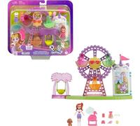 Polly Pocket Bambola e set da gioco, tropicale, giocattolo alimentare di Carnevale contiene bambola da 7,6 cm, 1 cucciolo, 10 accessori e ruota panoramica