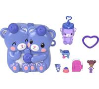 Polly Pocket - Amiche Mirtillo, cofanetto a forma di orsette gemelle con una mini bambola, un amico cucciolo e tanti accessori a tema frutta inclusi, 4+ anni, JKC48