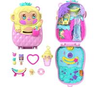 Polly Pocket - Scimmia Ananas, cofanetto a tema scimmietta e frutta con scivolo, una mini bambola, un cucciolo, un amaca e tanti altri accessori inclusi, 4+ anni, JKC49