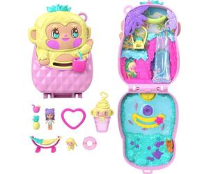 Polly Pocket Bambole e Playset, Cofanetto Scimmia Ananas | Giocattolo da viaggio con 1 micro bambola, animale domestico, amaca, accessori ispirati alla frutta, JKC49