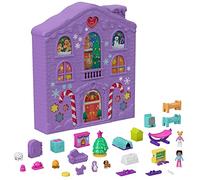 Polly Pocket - Calendario dell'Avvento, Design con Casa Invernale, 4 Piani con 8 Stanze, 25 Sorprese da Scoprire, Giocattolo per Bambini 4+ Anni, HHX84