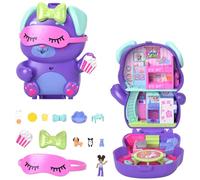 Polly Pocket - Cofanetto Cuccioli in Pigiama, playset da viaggio con 1 mini bambola, 2 cuccioli, cibo e 10 accessori per lo styling inclusi, giocattolo per bambini, 4+ anni, JCR38