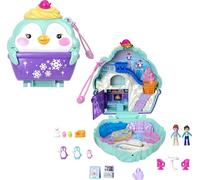 Polly Pocket - Cofanetto Dolce Pinguino, playset da viaggio con esterno interattivo, 2 micro bambole e 12 accessori inclusi, 6 funzionalità di narrazione, giocattolo per bambini, 4+ anni, HRD34