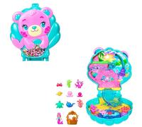 Polly Pocket - Cofanetto Magici Glitter, Set Portatile a Forma di Conchiglia con Una microbambola Sirena, Cuccioli marini e 11 Accessori a Tema Inclusi, Giocattolo per Bambini, 4+ Anni, JCB16