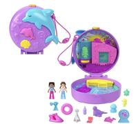 Polly Pocket - Cofanetto Missione Salvataggio Delfini, playset con due mini bambole e 12 accessori marini tra cui 2 cuccioli acquatici, giocattolo per bambini, 4+ anni, HWN96