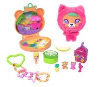 Polly Pocket - Cofanetto Orsacchiotto di peluche, set con mini bambola e amici animaletti, portachiavi, ciondoli a tema frutta e accessori inclusi, 4+ anni, JKC79