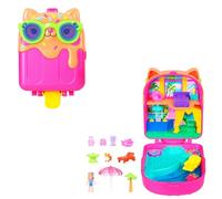 Polly Pocket - Cofanetto Resort Gattino Ghiacciolino, set portatile con una microbambola, un amico cucciolo e 11 accessori a tema inclusi, giocattolo per bambini, 4+ anni, JCB17
