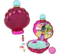 Polly Pocket Dolls & Accessories Sparkle Beach Shell Compact with Micro Doll & Ocean Pet Travel Toy with Water Play