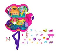 Polly Pocket - Fenicottero Mega Party cofanetto playset grande con 26 sorprese, funzione Attacca e Stacca, aree gioco da festa tropicale, Giocattolo per Bambini 4+ Anni, HJN76