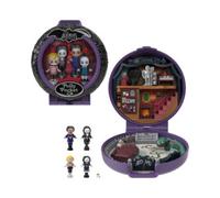 polly pocket - la famiglia addams, cofanetto in edizione speciale da collezione, con 4 bambole dei personaggi principali e 10 accessori