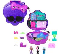 POLLY POCKET MONSTER HIGH - SET MOSTRAMICHE, PLAYSET SCUOLA SUPERIORE CON 3 MICRO BAMBOLE MONSTER HIGH E 10 ACCESSORI DA PAURA INCLUSI