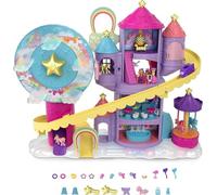 Polly Pocket - Playset Lunapark dell'Arcobaleno con Micro Bambole Polly e Shani, 2 Unicorni e Tanti Accessori a Sorpresa, Giocattolo per Bambini 4+Anni, HBT13, Imballaggio Sostenibile