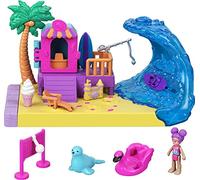 Polly Pocket Pollyville Playset Spiaggia Tropicale con Micro Bambola e Tanti Accessori, Giocattolo per Bambini 4+Anni, GTM68