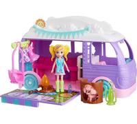 Polly Pocket Set da gioco per bambole e animali domestici, giocattolo da viaggio con accessori da campeggio e cibo, camper glamping