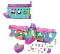 Polly Pocket Set da gioco portatile con barca con giochi d'acqua e accessori che cambiano colore, Unicorn Dream Cruise include 1 bambola e 23 pezzi totali (esclusiva Amazon)