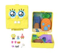 Polly Pocket x SpongeBob Partnership Compact | Mini bambole di SpongeBob e Patrick, set da gioco portatile, 7 accessori incluso pet Gary, JKC84