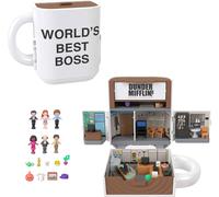 Polly Pocket x The Office Compact Playset 6 Character Dolls and 9 Accessories, C