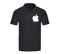 POLO A MANICA CORTA COLORE NERA CON STAMPA IN TERMOVINILE LOGO APPLE STEVE JOBS