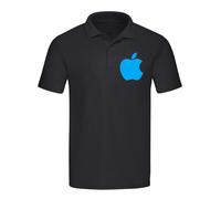 POLO A MANICA CORTA COLORE NERA CON STAMPA IN TERMOVINILE LOGO APPLE STEVE JOBS