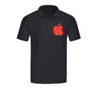 POLO A MANICA CORTA COLORE NERA CON STAMPA IN TERMOVINILE LOGO APPLE STEVE JOBS