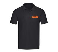 POLO A MANICA CORTA COLORE NERA CON STAMPA IN TERMOVINILE LOGO KTM