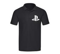 POLO A MANICA CORTA COLORE NERA CON STAMPA IN TERMOVINILE LOGO PLAY STATION