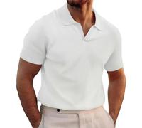 Polo a maniche corte a nido d'ape, magliette da uomo, semplici a tinta unita, a maniche corte, senza bottoni, scollo a V, facili da indossare, per l'estate, per tutti i giorni, versatili, casual,