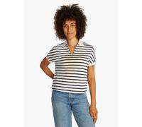 Tommy Hilfiger Donna Maglietta Polo Maniche Corte Lyocell Relaxed Senza Bottoni, Multicolore (Calico/Dark Night Navy STP), S