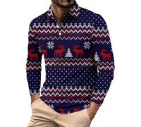 Polo a maniche lunghe da uomo in tinta unita Tee Top da uomo Primavera Autunno Inverno Natale Stampa 3D Confortevole Moda Personalità Versatile Casual Full Stampato per Lavoro Affari Vacanze Outdoor