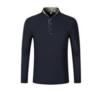 Polo a maniche lunghe da uomo maglietta moda primavera e autunno casual manica lunga cerniera tinta unita maglietta top per lavoro vacanze all'aperto passeggiate, Marina Militare, S