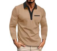 Polo a maniche lunghe da uomo maglietta tinta unita da uomo primavera ed estate tinta unita colletto alla coreana formale maglietta casual a maniche corte per lavoro vacanze all'aperto passeggiate