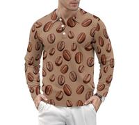 Polo a maniche lunghe da uomo - marrone chicco di caffè stampa uomo Quick Dry Golf Tactical Tee Shirt Casual, Stile-37, L