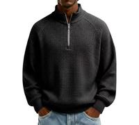 Polo a maniche lunghe, da uomo, per il tempo libero, con chiusura lampo, a maniche lunghe, basic comfort, traspirante, casual, per la primavera e l'autunno, Nero , 4XL