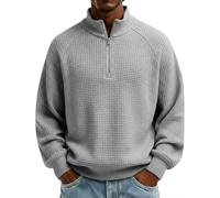 Polo a maniche lunghe, da uomo, per il tempo libero, con chiusura lampo, a maniche lunghe, basic comfort, traspirante, casual, per la primavera e l'autunno, grigio., 4XL