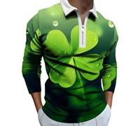 Polo a maniche lunghe da uomo, tinta unita, a maniche lunghe, per San Valentino, lavoro, vacanze, passeggiate all'aperto, Verde menta, L