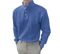 Polo a maniche lunghe da uomo tinta unita Tee Top 2024 Primavera Estate Nuovi Uomini Tinta Unita Camicia a maniche lunghe Casual Top per Lavoro Affari Vacanze Outdoor Walking, BU1., 3XL