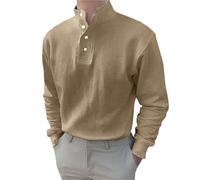 Polo a maniche lunghe da uomo tinta unita Tee Top 2024 Primavera Estate Nuovi Uomini Tinta Unita Camicia a maniche lunghe Casual Top per Lavoro Affari Vacanze Outdoor Walking, Marrone, 4XL