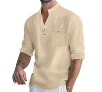 Polo a maniche lunghe da uomo UK termica camicia da uomo top da uomo slim fit oversize top da uomo stampa posteriore shiteshirts palestra oversize cotone magliette UK top casual felpe da uomo, Beige
