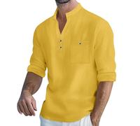 Polo a maniche lunghe da uomo UK termica camicia da uomo top da uomo slim fit oversize top da uomo stampa posteriore shiteshirts palestra oversize cotone magliette UK top casual felpe da uomo, Giallo