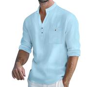 Polo a maniche lunghe da uomo UK termica camicia da uomo top da uomo slim fit oversize top da uomo stampa posteriore shiteshirts palestra oversize cotone magliette UK top casual felpe da uomo, Azzurro