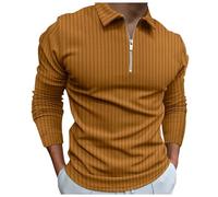 Polo A Maniche Lunghe Uomini Nuova Europa E Gli Stati Uniti A Righe Cerniera Camicia Revers Camicia Manica Lunga T-shirt E Inverno Affari Casual Giacca, gold, L