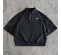 Polo a mezza chiusura lampo con stampa a lettere e profili a contrasto, casual e adatta per lo sport e gli spostamenti quotidiani, per l'estate L,M,S,XL,XSLettereTessuto in maglia