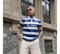 Polo a righe blu e bianche semplice, con lettera universitaria, adatta per la scuola, le uscite e come regalo per gli amici L,M,S,XL,XS,XXLLettere,A strisceTessuto in maglia