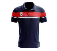 Polo Achille Blu-Rosso-Bianco Corsa Sport Uomo Staff Running jogging Allenamento Relax Calcio Calcetto Torneo Scuola Sport (M)