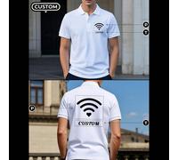 Polo bianca personalizzata da uomo. Puoi aggiungere le tue immagini e i tuoi testi preferiti. Invia/ricevi segnali d'amore e magliette personalizzate. L,M,S,XL,XXLPiqué